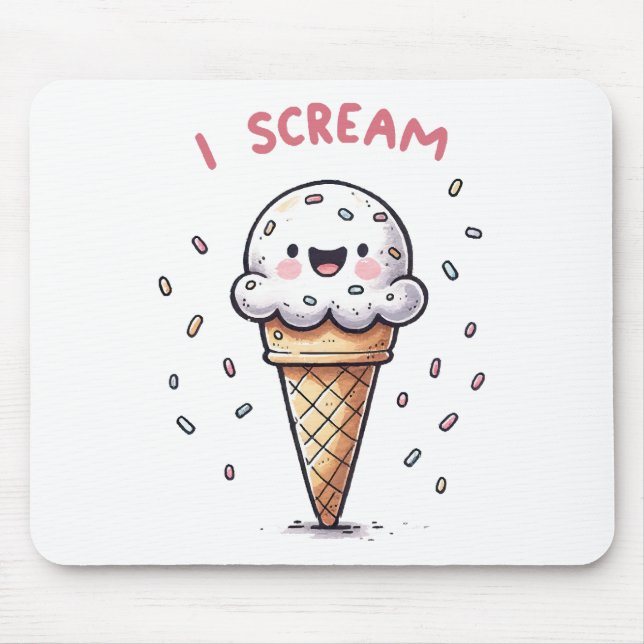 I Scream Ice Cream Cone with Sprinkles Mouse Pad (Front)