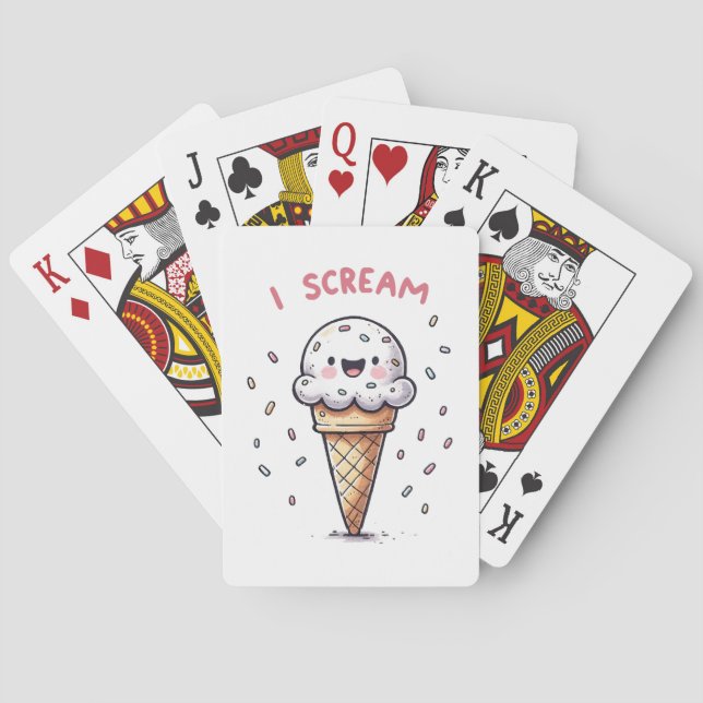 I Scream Ice Cream Cone with Sprinkles Playing Cards (Back)