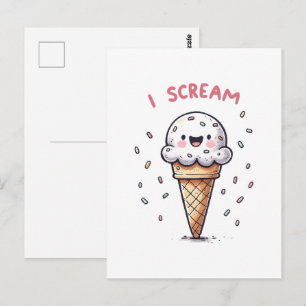 I Scream Ice Cream Cone with Sprinkles Postcard