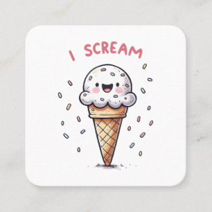 I Scream Ice Cream Cone with Sprinkles Square Business Card