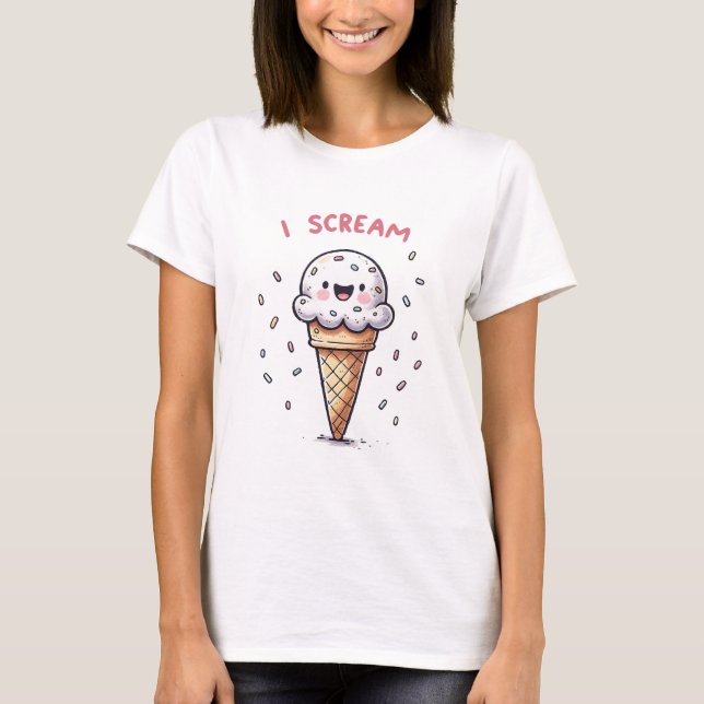 I Scream Ice Cream Cone with Sprinkles T-Shirt (Front)