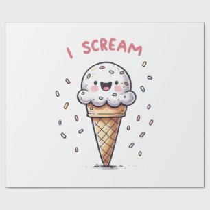 I Scream Ice Cream Cone with Sprinkles Wrapping Paper