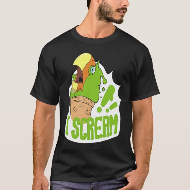 I Scream Ice Cream Parrot Screaming for Cockatiels T-Shirt (Front)
