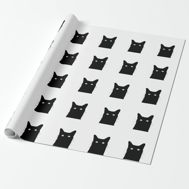 I See Cat Click to Pick Your Colour Background Wrapping Paper (Unrolled)