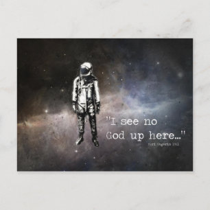 I see no god up here postcard