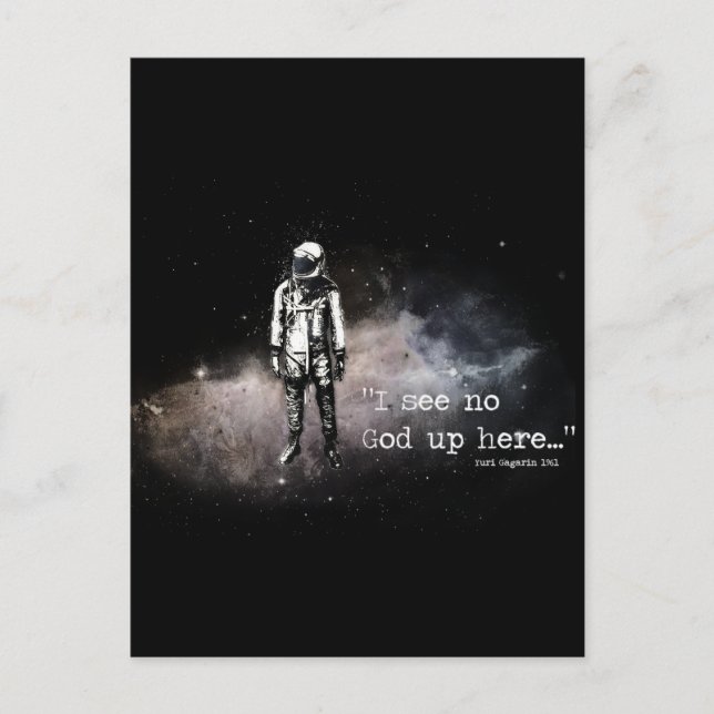 I see no god up here postcard (Front)
