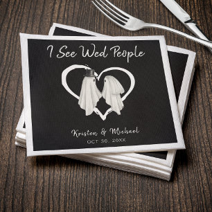 I See Wed People Ghost Halloween Wedding Napkin