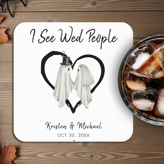I See Wed People Ghost Halloween Wedding Square Paper Coaster (I See Wed People Ghost Halloween Wedding Square Paper Coaster
)