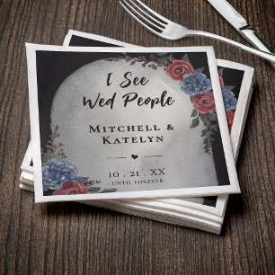 I See Wed People Headstone Floral Gothic Wedding Napkin