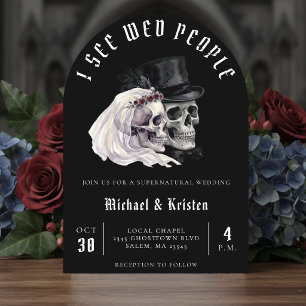 I See Wed People Skulls Halloween Wedding Invitation