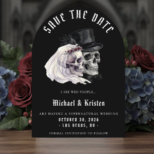 I See Wed People Skulls Halloween Wedding Save The Date