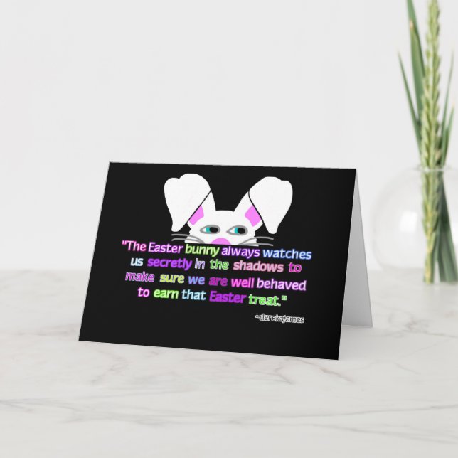 I See You, Easter Bunny Horizontal Greeting Card (Front)