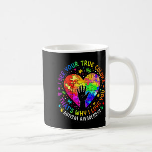 I See Your True Colors Heart Puzzle World Autism A Coffee Mug