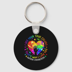 I See Your True Colors Heart Puzzle World Autism A Key Ring