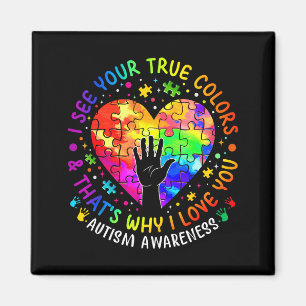 I See Your True Colors Heart Puzzle World Autism A Magnet