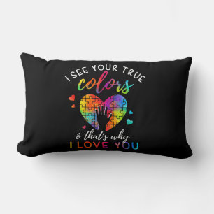I See Your True Colors, Puzzle World Autism Awaren Lumbar Cushion