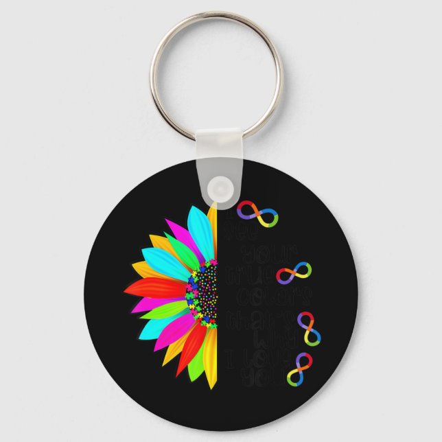 I See Your True Colour Infinity Rainbow Neurodiver Key Ring (Front)