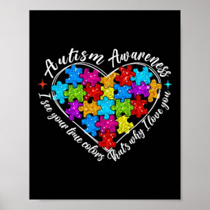 I See Your True Colours Puzzle Heart Autism Awaren Poster