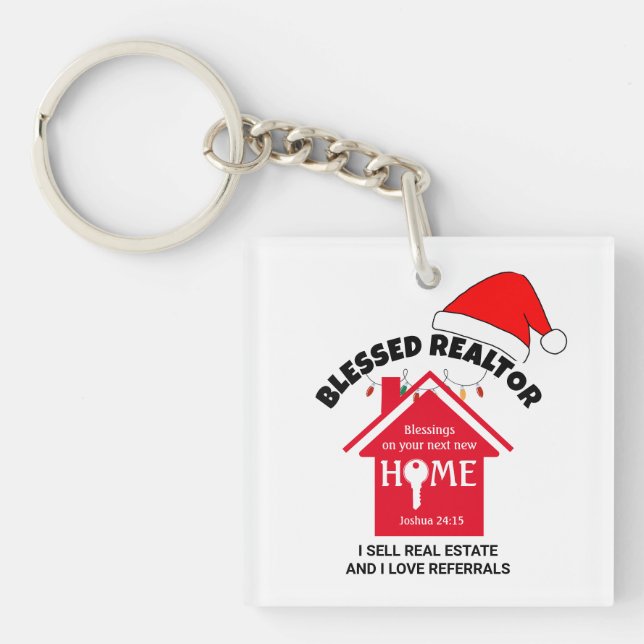 I SELL REAL ESTATE Christian Realtor Christmas  Key Ring (Front)
