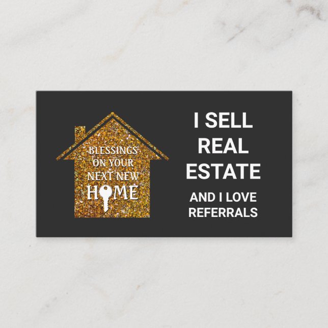 I Sell Real Estate Love Referrals Glitter Realtor Business Card (Front)