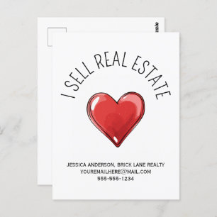 I Sell Real Estate Promotional Heart Postcard