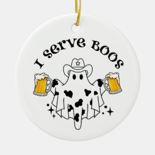 I serve Boos! Bartender spooky Ceramic Ornament