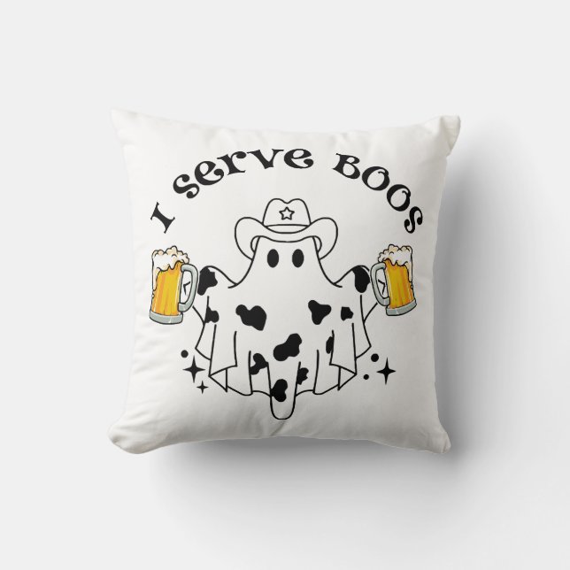 I serve Boos! Bartender spooky Cushion (Front)