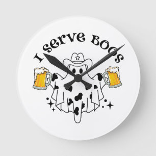 I serve Boos! Bartender spooky Round Clock