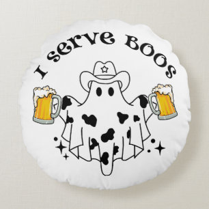 I serve Boos! Bartender spooky Round Cushion