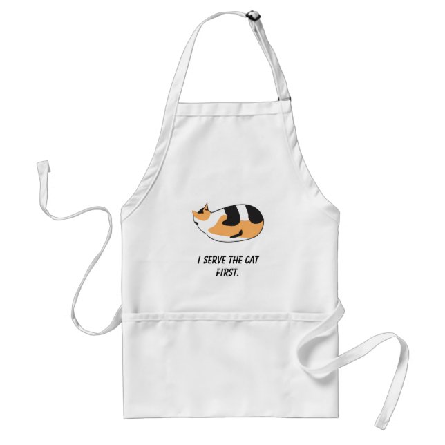 I serve the cat first. standard apron (Front)