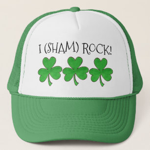 I (Sham) Rock Lucky Irish Green Shamrock Clover Trucker Hat