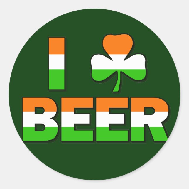 I Shamrock Beer! Classic Round Sticker (Front)