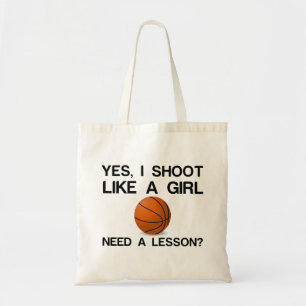 I SHOOT LIKE A GIRL BASKETBALL TOTE BAG