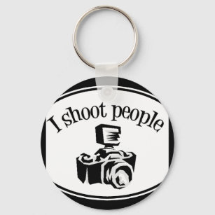 I Shoot People Retro Photographer's Camera B&W Key Ring