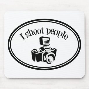 I Shoot People Retro Photographer's Camera B&W Mouse Pad