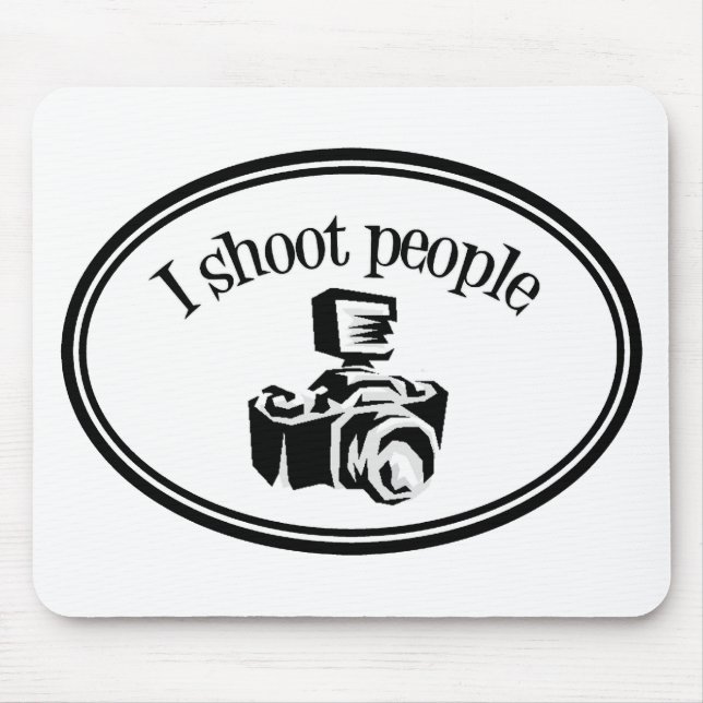 I Shoot People Retro Photographer's Camera B&W Mouse Pad (Front)