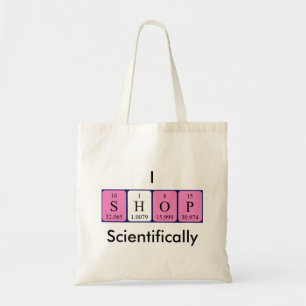 I Shop scientifically periodic table word tote bag