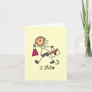 I Shop Stick Figure Girl Card