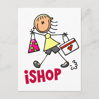 I SHOP Stick Figure T-Shirts & Gifts Postcard