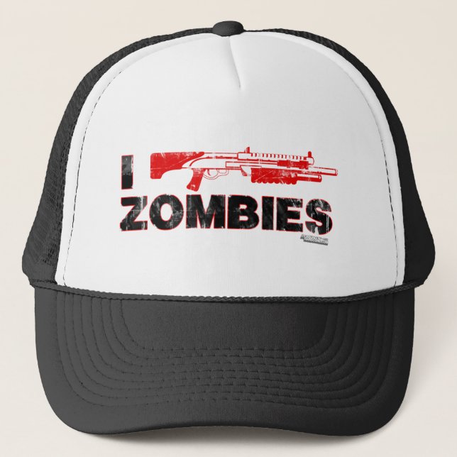 I Shotgun Zombies - Gun Shoot Kill Mutant Zomb Trucker Hat (Front)