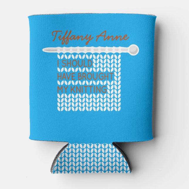 I Should Have Brought My Knitting - White Can Cooler (Front)