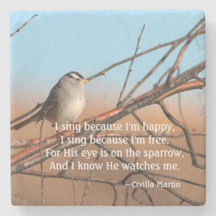 I sing because I'm happy Sparrow Stone Coaster