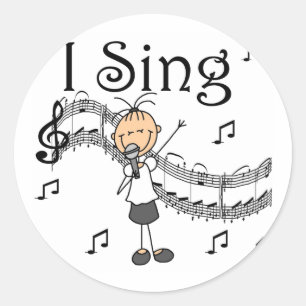 I Sing Musical Stick Figure T-shirts and Gifts Classic Round Sticker