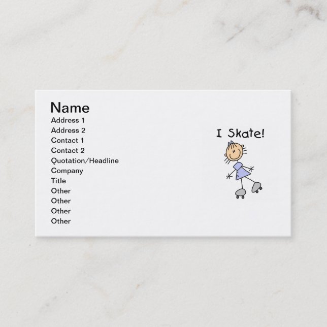 I Skate - Girl Roller Skater Business Card (Front)