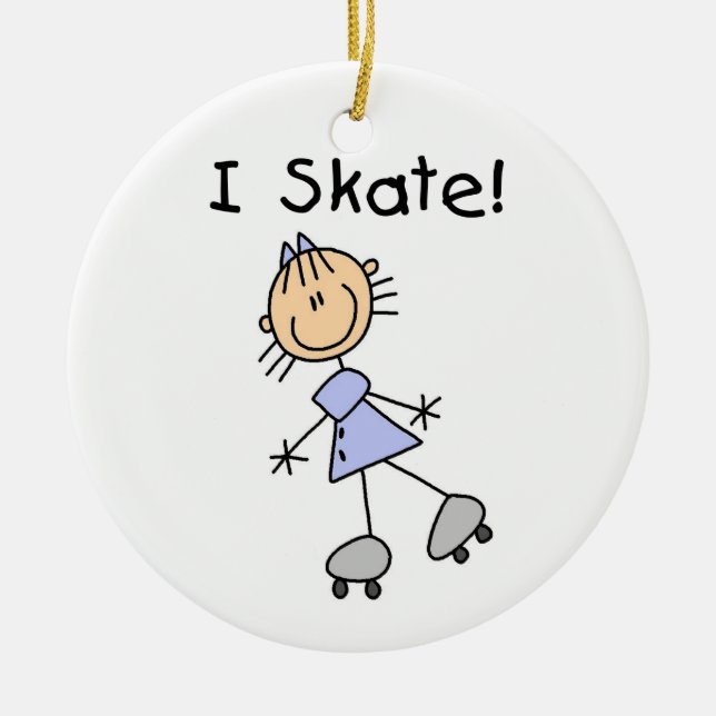 I Skate Girl Roller Skater Ceramic Ornament (Front)