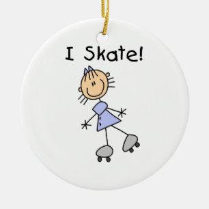 I Skate - Girl Roller Skater Ceramic Ornament