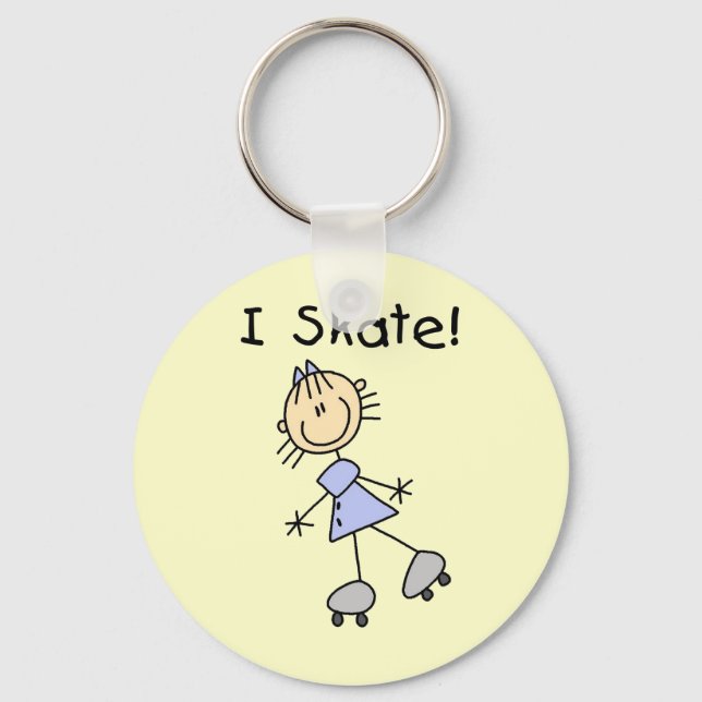 I Skate - Girl Roller Skater Key Ring (Front)