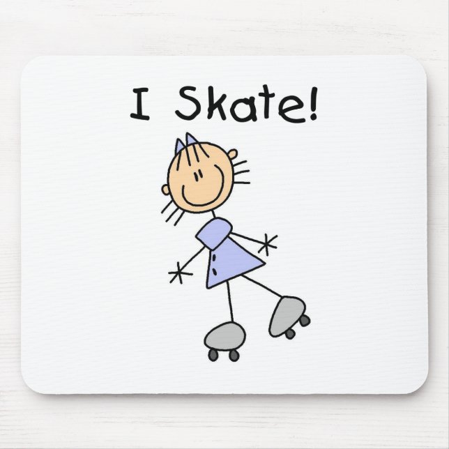 I Skate - Girl Roller Skater Mouse Pad (Front)