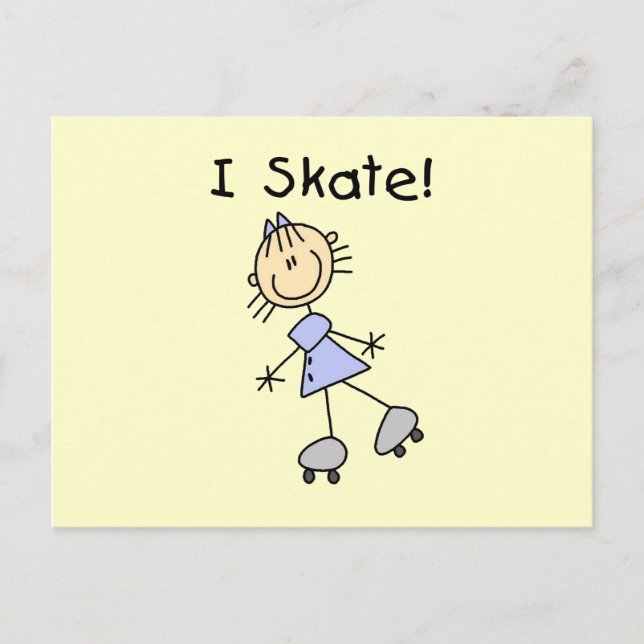 I Skate - Girl Roller Skater Postcard (Front)