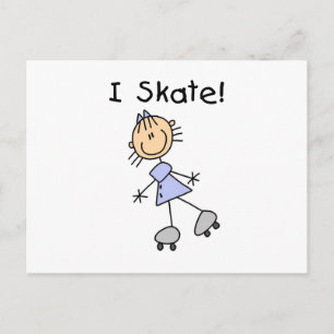 I Skate Girl Roller Skater Postcard